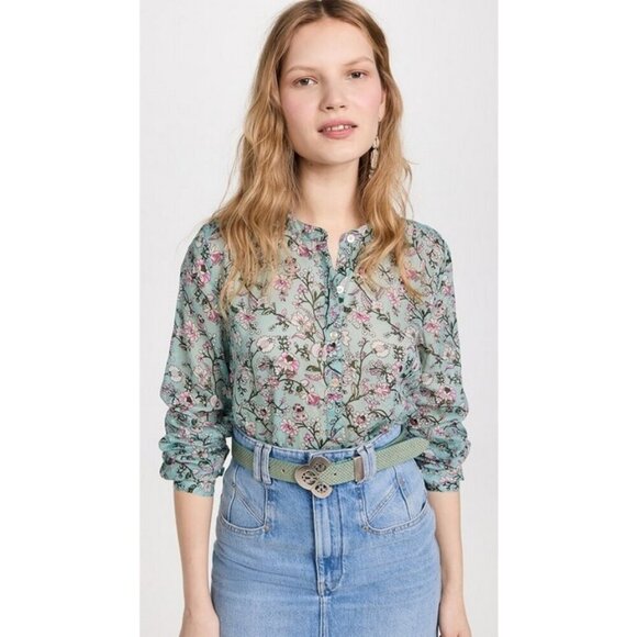 💕ISABEL MARANT ETOILE💕 Maria Blouse ~ Almondgreen Floral Print 34 - Picture 2 of 16